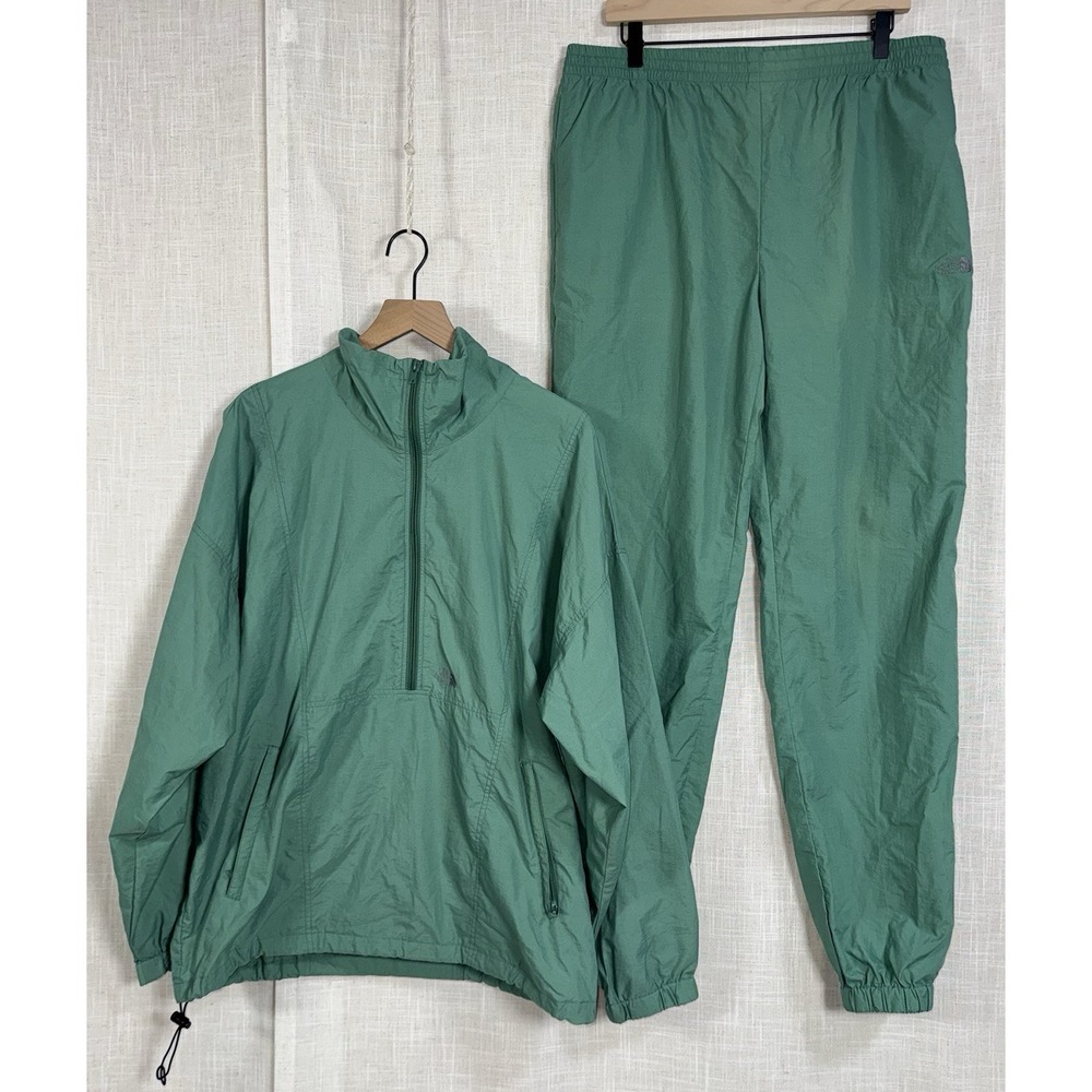 Vtg 80s The North Face 2‎ Piece Track Suit Set Jacket Pants Men's L Windbreaker